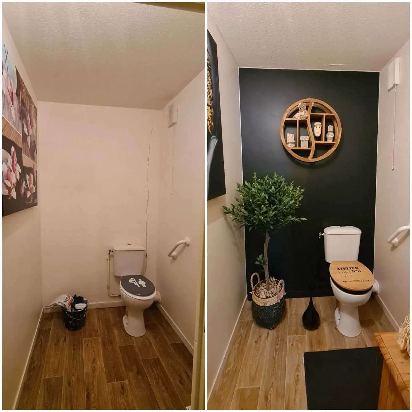 Peinture intérieure d'un WC rénové avec mur d'accent à Audenge