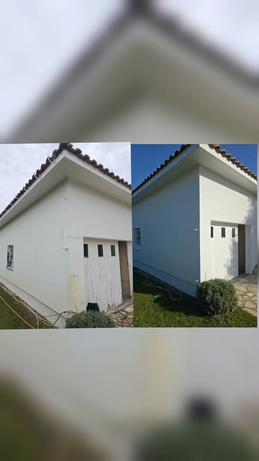 Peinture extérieure d'une petite maison, avant et après